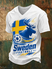 T-shirt med konsttryck för manliga svenska fotbollssupportrar