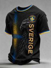 Retro svensk fotbollsfan-konsttryck avslappnad tröja