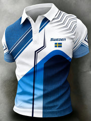 Manslig svensk fotbollssupporterkonsttryck polotröja
