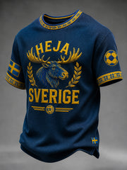 Retro svensk fotbollsfan-konsttryck avslappnad tröja