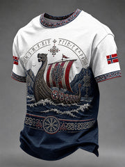 Herrtröja i retro nordisk stil med norsk konsttryck