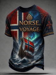 Herrtröja i retro nordisk stil med norsk konsttryck