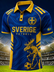 Herrpolotröja med korta ärmar och djurmotiv på fotbollstema