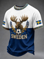 Mans Retro Svensk Fotboll Fan Konsttryck Lässig T-shirt