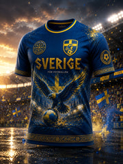 Mans Retro Svensk Fotboll Fan Konsttryck Lässig T-shirt