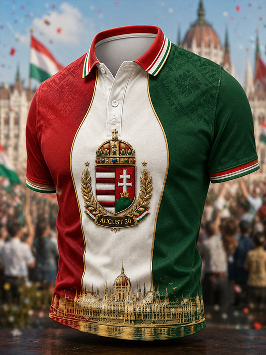 Férfi magyar Szent István rövid ujjú póló
