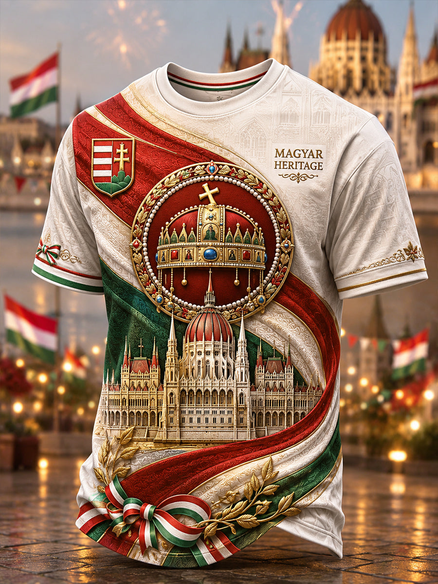 Férfi magyar Szent István-napi rövidujjas póló