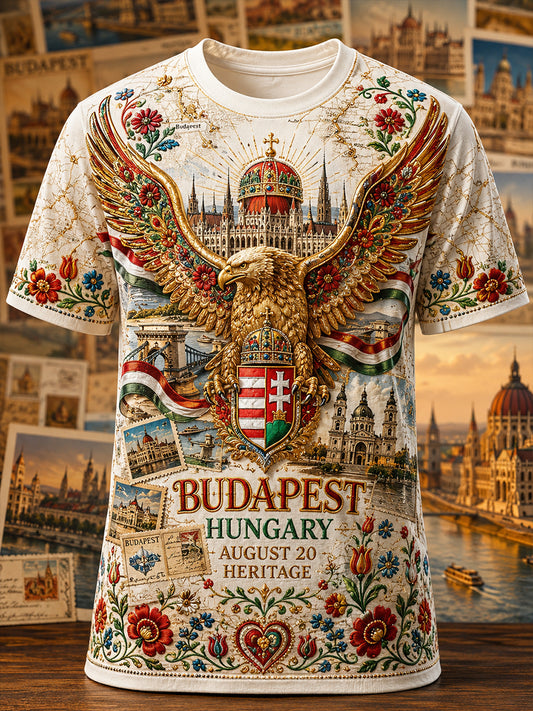 Férfi magyar Szent István-napi rövid ujjú póló