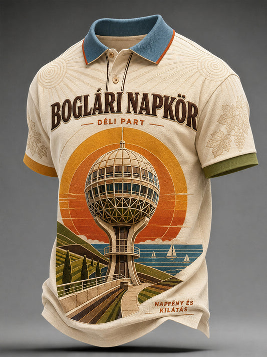 Férfi Balatonos vintage poszterművészeti rövidujjú ing