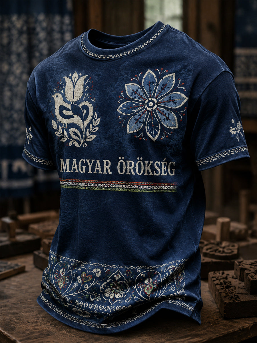 Férfi magyar hagyományok rövid ujjú póló