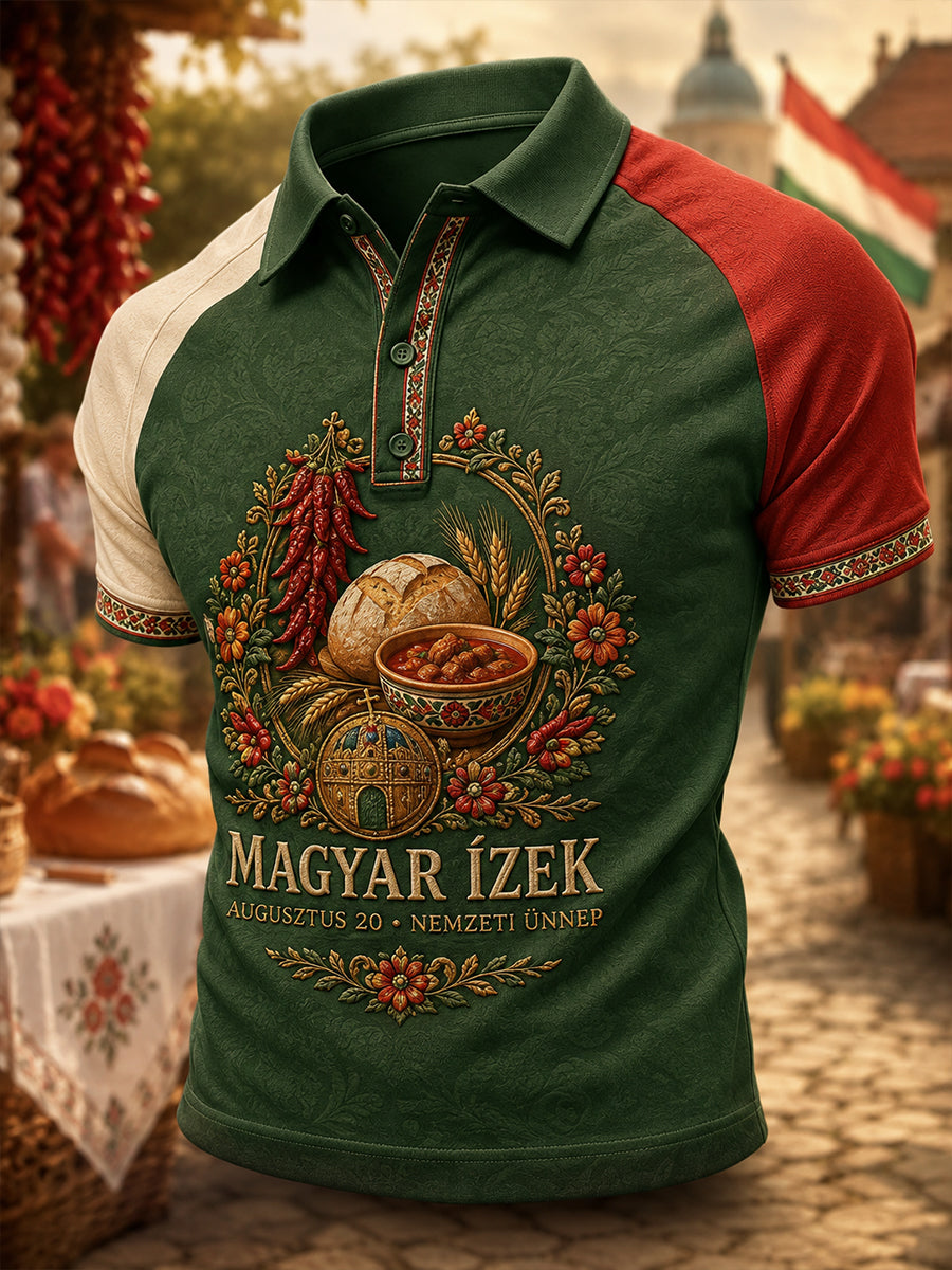 Férfi magyar Szent István-napi rövid ujjú póló