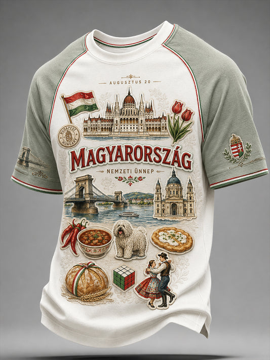 Férfi magyar Szent István-napi rövid ujjú póló