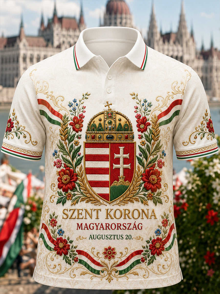 Férfi magyar Szent István-napi rövid ujjú póló