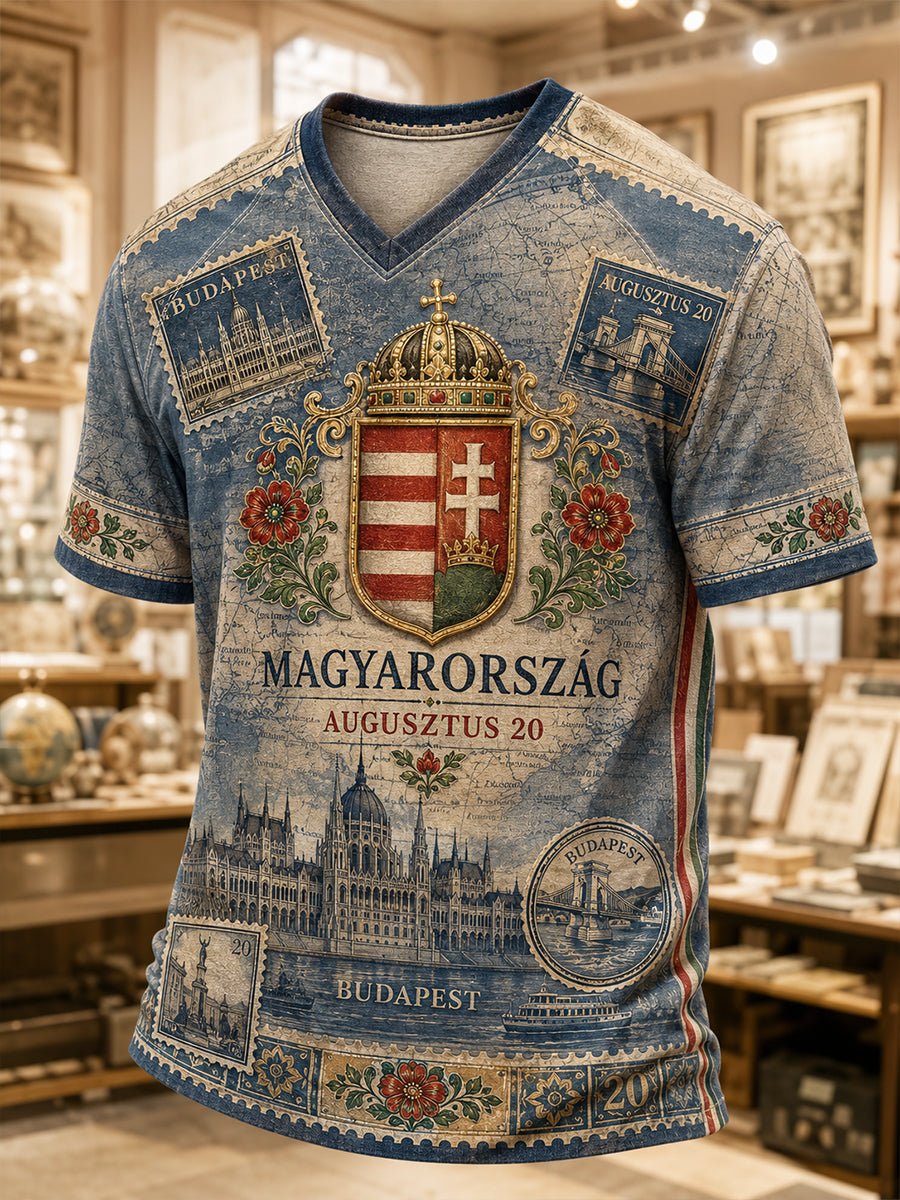Férfi szent istván nap magyarország v-nyakú póló