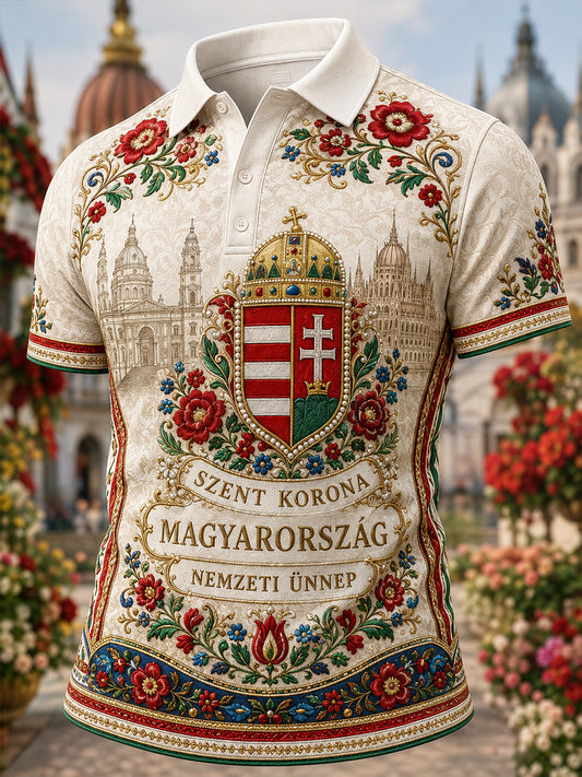 Férfi magyar Szent István-napi rövid ujjú póló