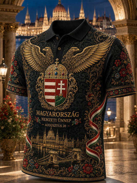 Férfi magyar Szent István-napi rövidujjas póló