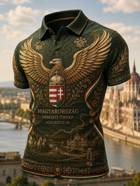 Férfi magyar Szent István-napi rövidujjas póló