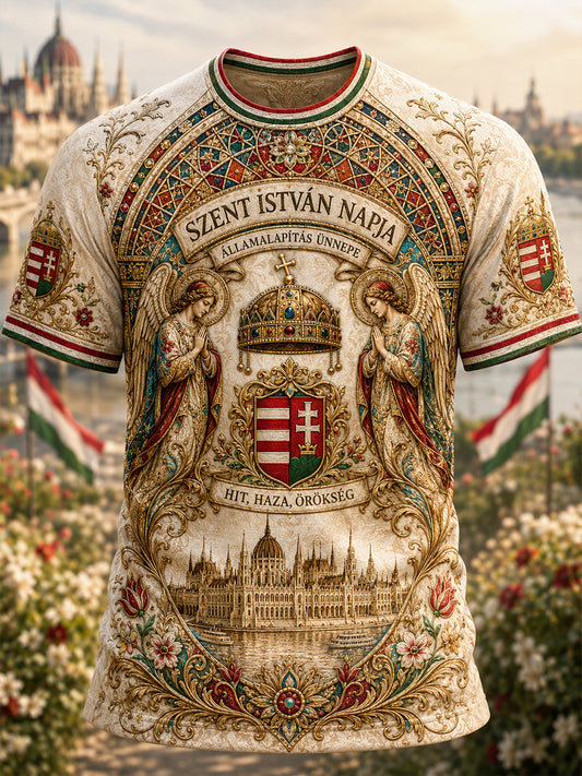 Férfi magyar Szent István-napi rövidujjas póló