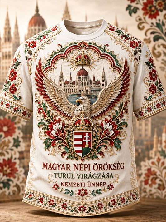 Férfi magyar Szent István-napi rövidujjas póló